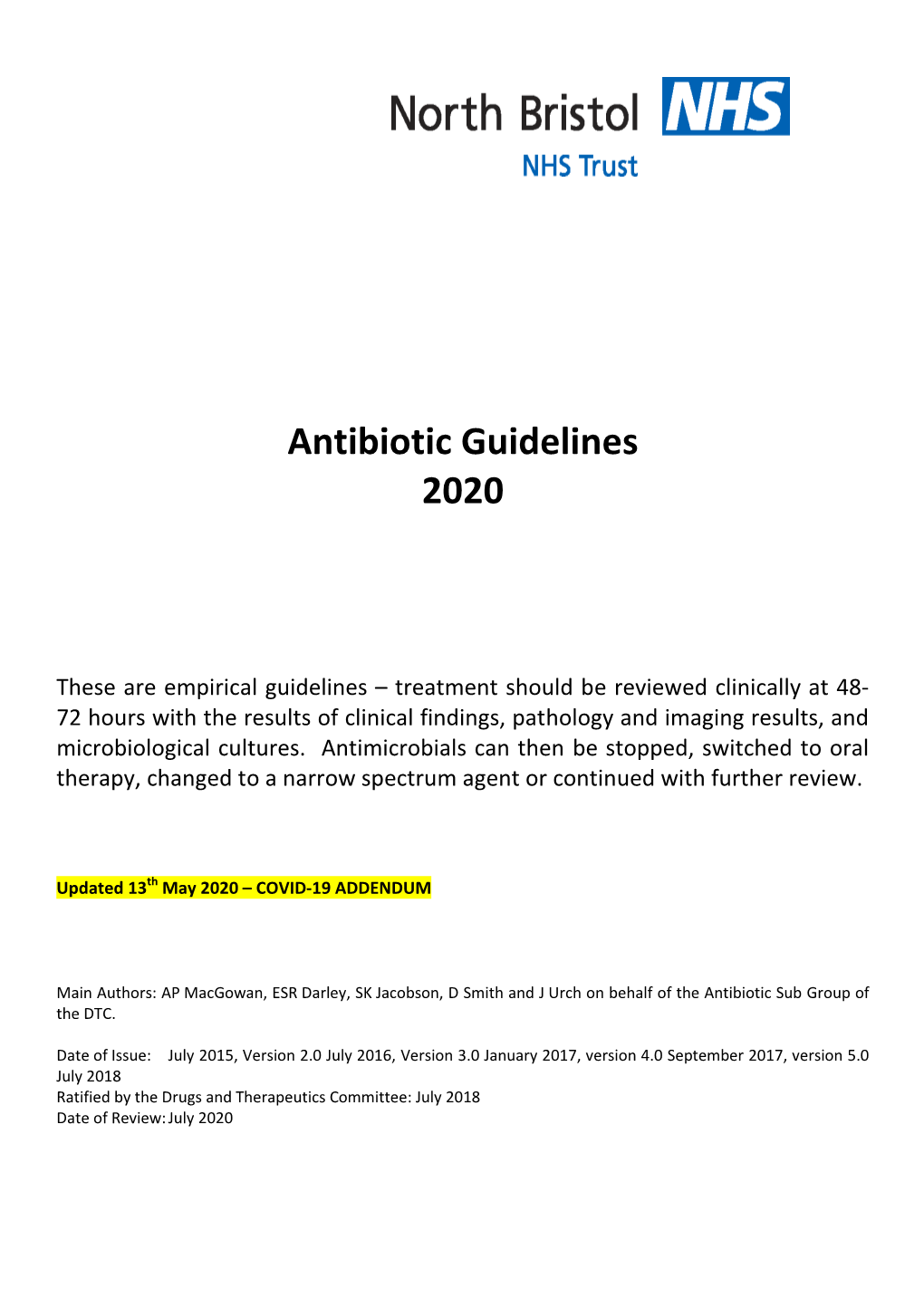 Antibiotic Guidelines 2020