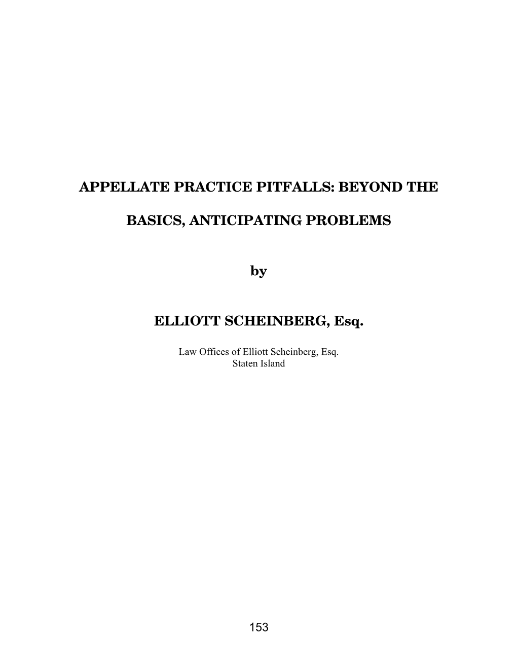Appellate Practice Pitfalls: Beyond the Basics