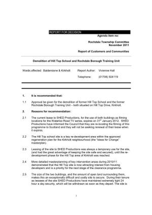 Rochdale Township Committee November 2011 Report Of
