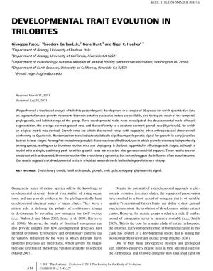 Developmental Trait Evolution in Trilobites