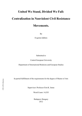 Centralization in Nonviolent Civil Resistance Movements