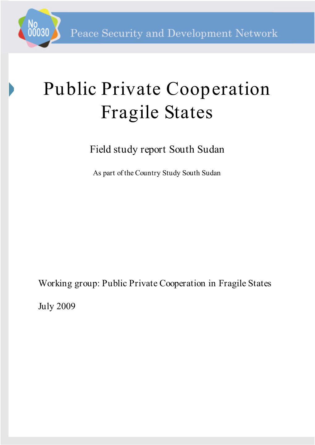 Public Private Cooperation Fragile States