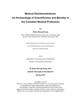 Medical Disinterestedness: an Archaeology of Scientificness and Morality in the Canadian Medical Profession