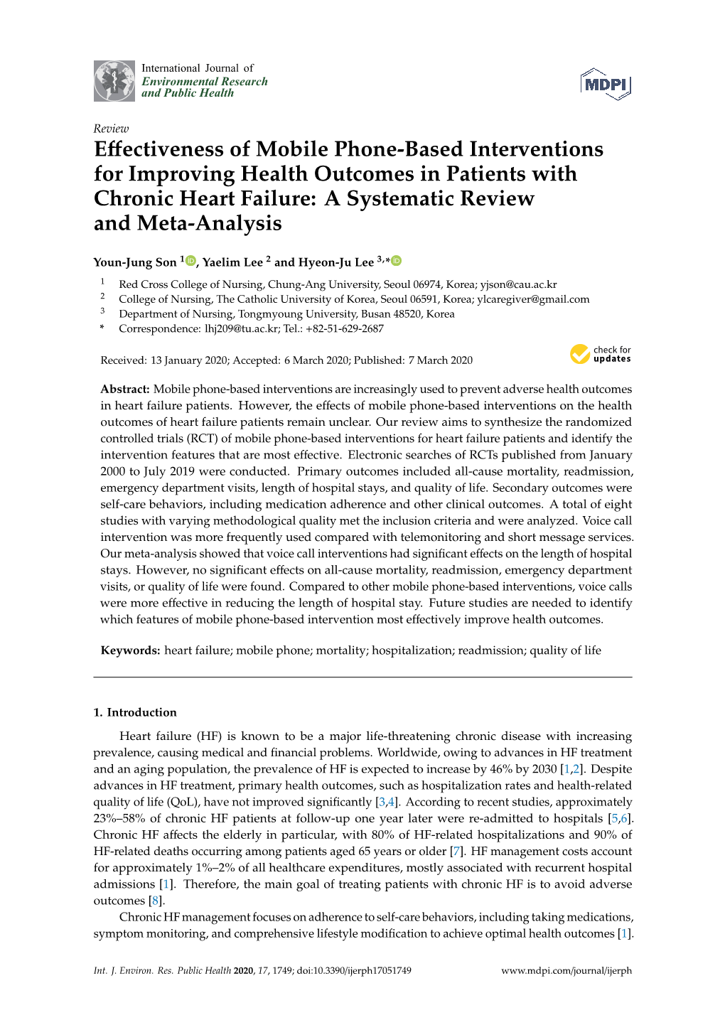 Effectiveness of Mobile Phone-Based Interventions for Improving Health Outcomes in Patients with Chronic Heart Failure