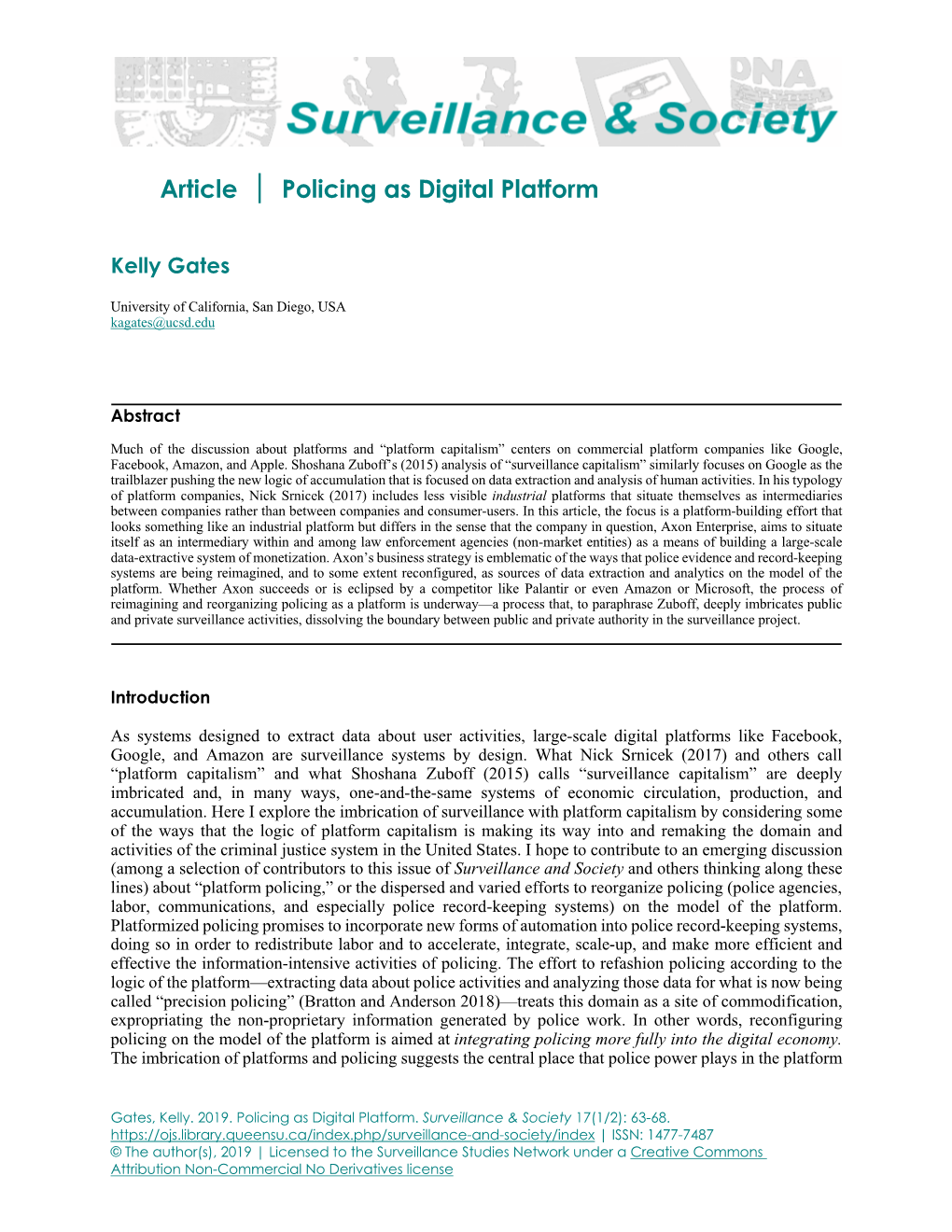 Article Policing As Digital Platform