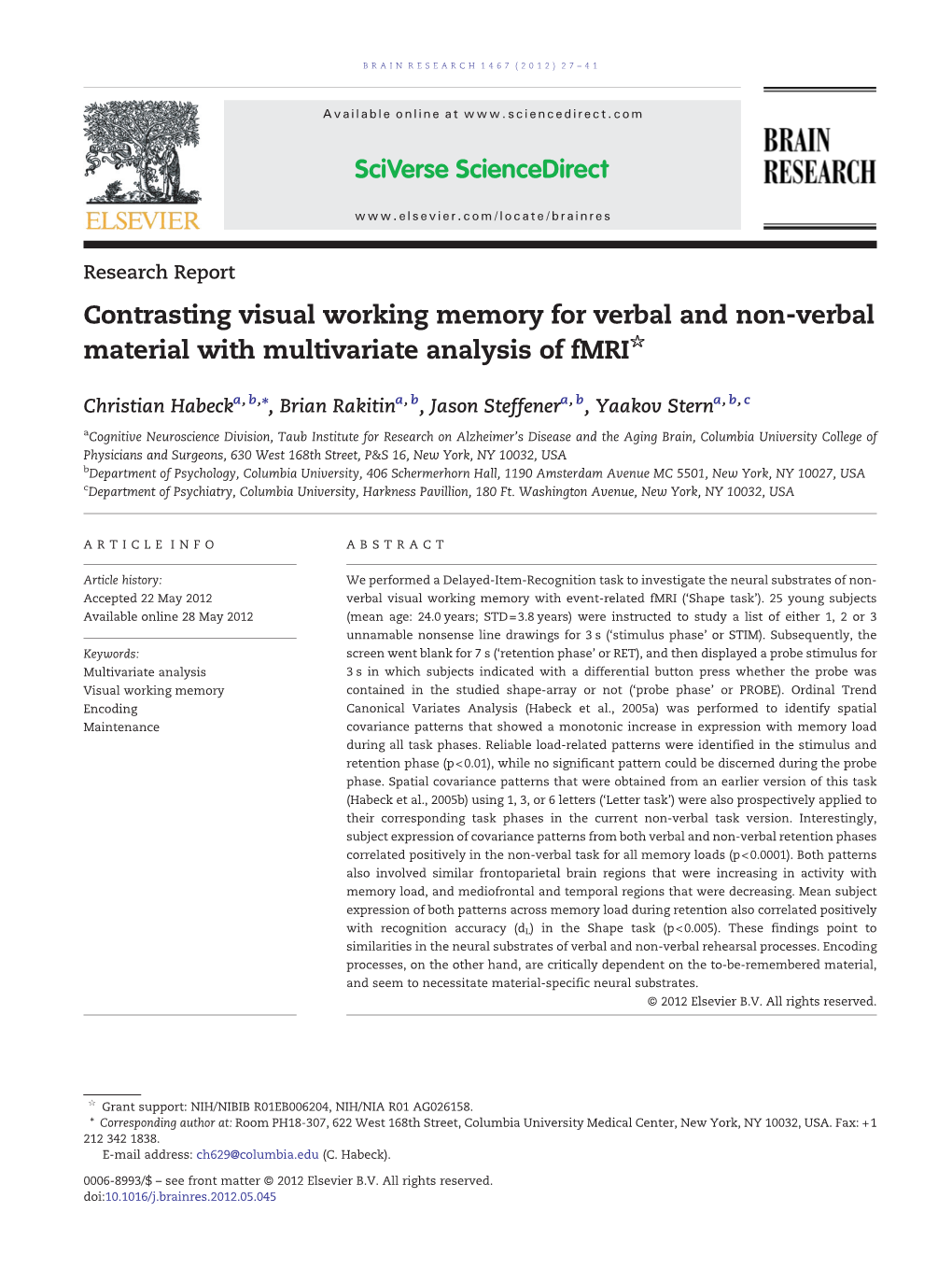 Contrasting Visual Working Memory for Verbal and Non-Verbal Material