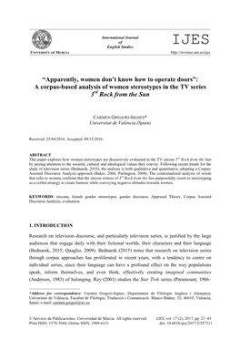 A Corpus-Based Analysis of Women Stereotypes in the TV Series 3Rd Rock from the Sun