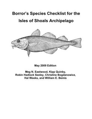 Borror's Species Checklist for the Isles of Shoals Archipelago