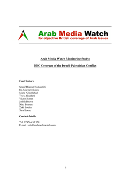 Arab Media Watch Monitoring Study: BBC Coverage of the Israeli-Palestinian Conflict