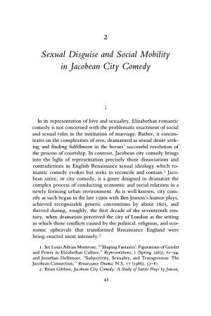 Sexual Disguise and Social Mobility in Jacobean City Comedy