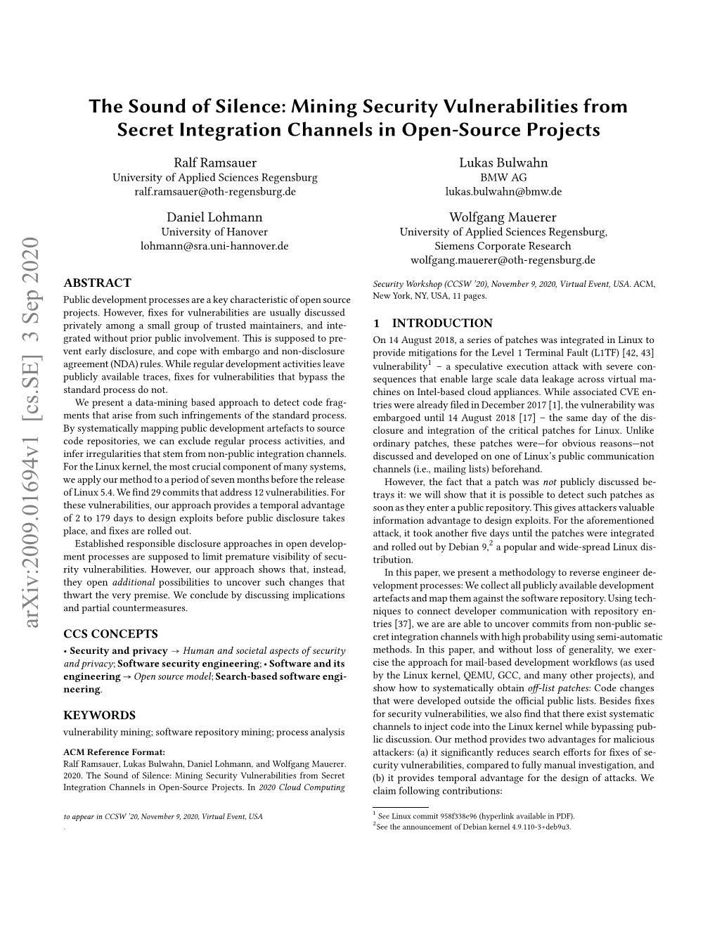 Mining Security Vulnerabilities from Secret Integration Channels