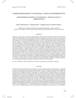 Marine Biodiversity in Venezuela: Status and Perspectives