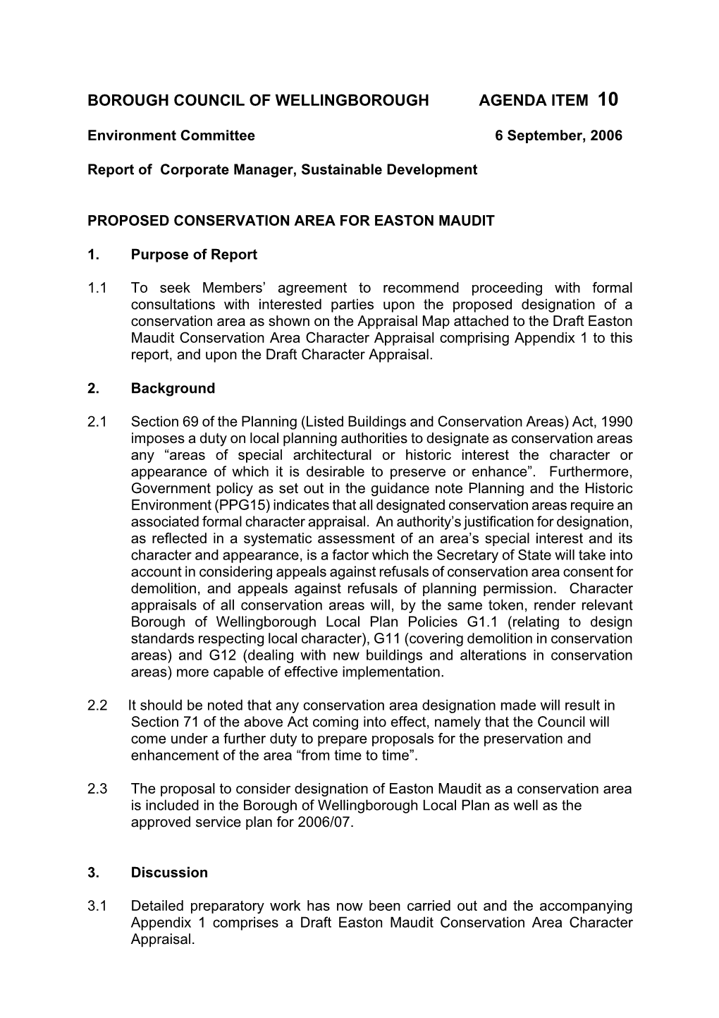 Borough Council of Wellingborough Agenda Item 10