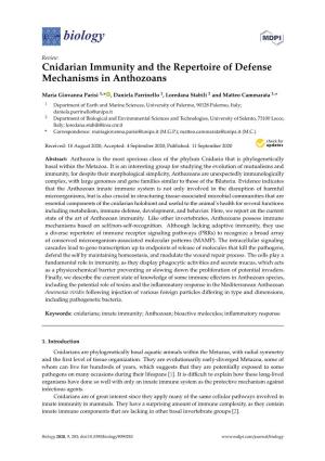 Cnidarian Immunity and the Repertoire of Defense Mechanisms in Anthozoans