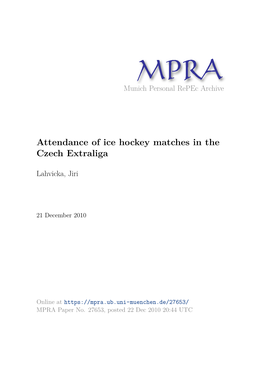 Attendance of Ice Hockey Matches in the Czech Extraliga