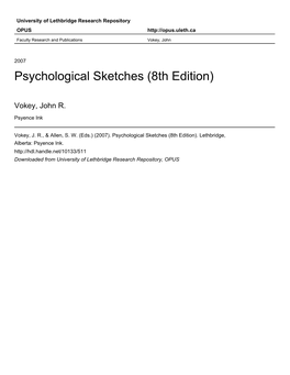 Psychological Sketches (8Th Edition)