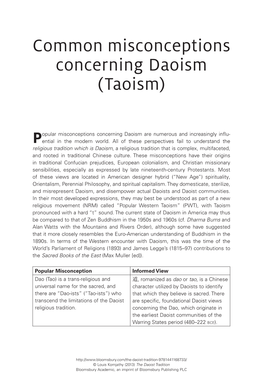 Common Misconceptions Concerning Daoism (Taoism)