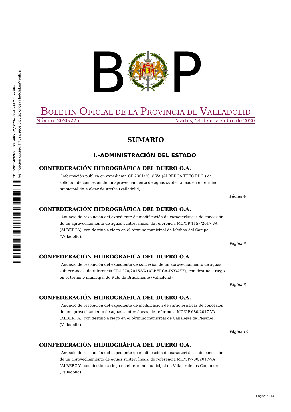 BOLETÍN OFICIAL DE LA PROVINCIA DE VALLADOLID Número 2020/225 Martes, 24 De Noviembre De 2020