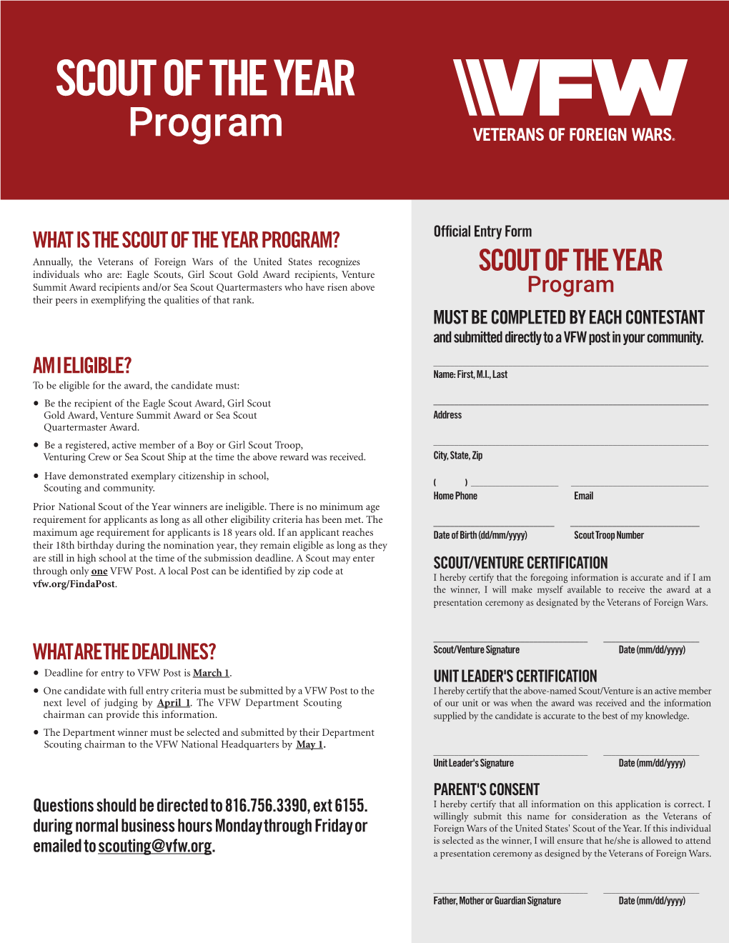 Scout of the Year Entry Form