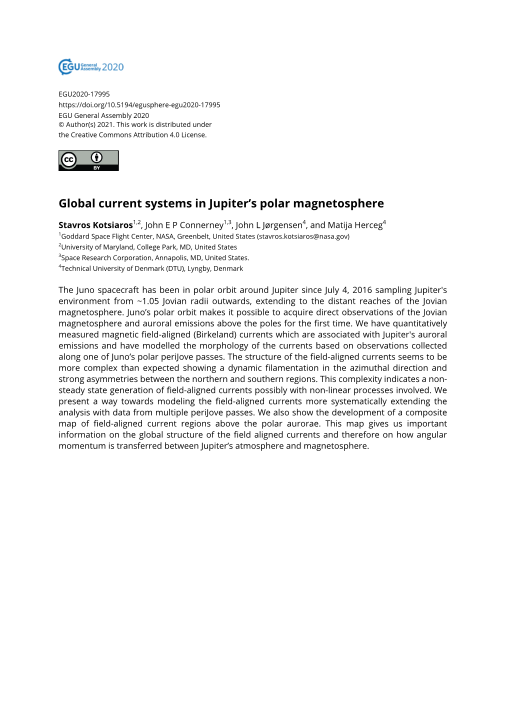 Global Current Systems in Jupiter's Polar Magnetosphere