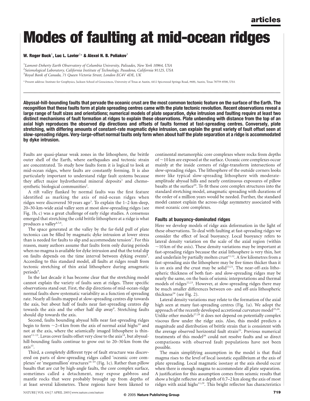 Modes of Faulting at Mid-Ocean Ridges