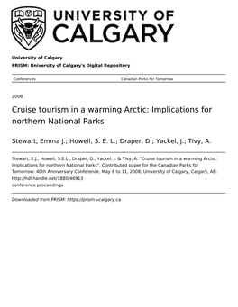 Cruise Tourism in a Warming Arctic: Implications for Northern National Parks