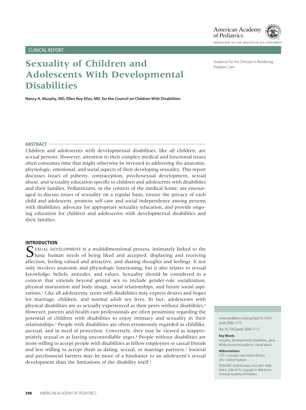 Sexuality of Children and Adolescents With