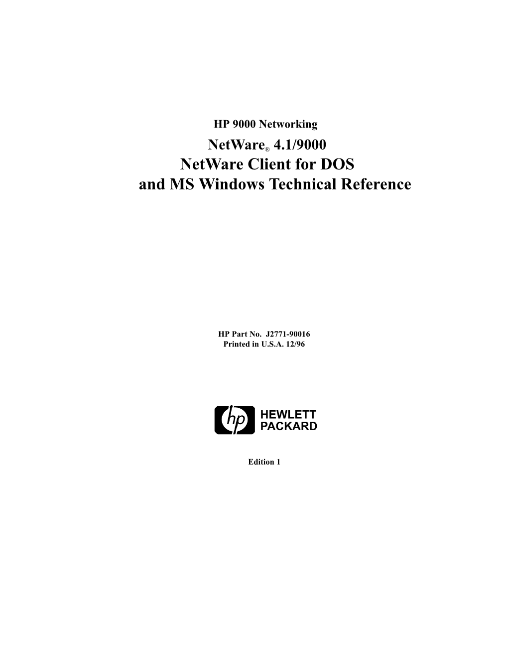 Netware Client for DOS and MS Windows Technical Reference