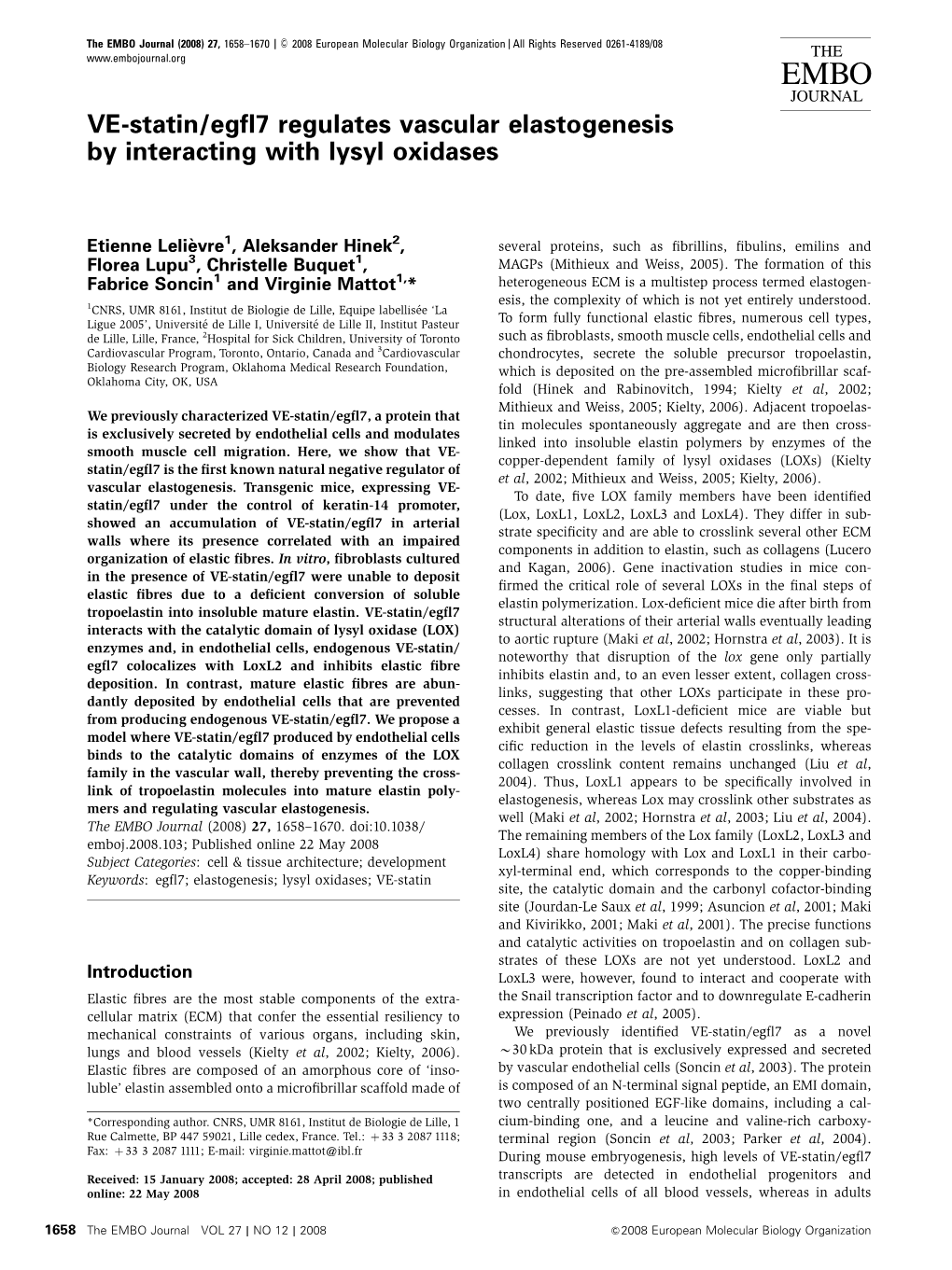 VE-Statin/Egfl7 Regulates Vascular