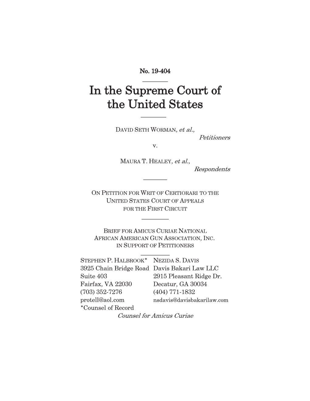 Brief Amicus Curiae of National African American Gun