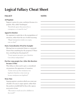 Logical Fallacy Cheat Sheet