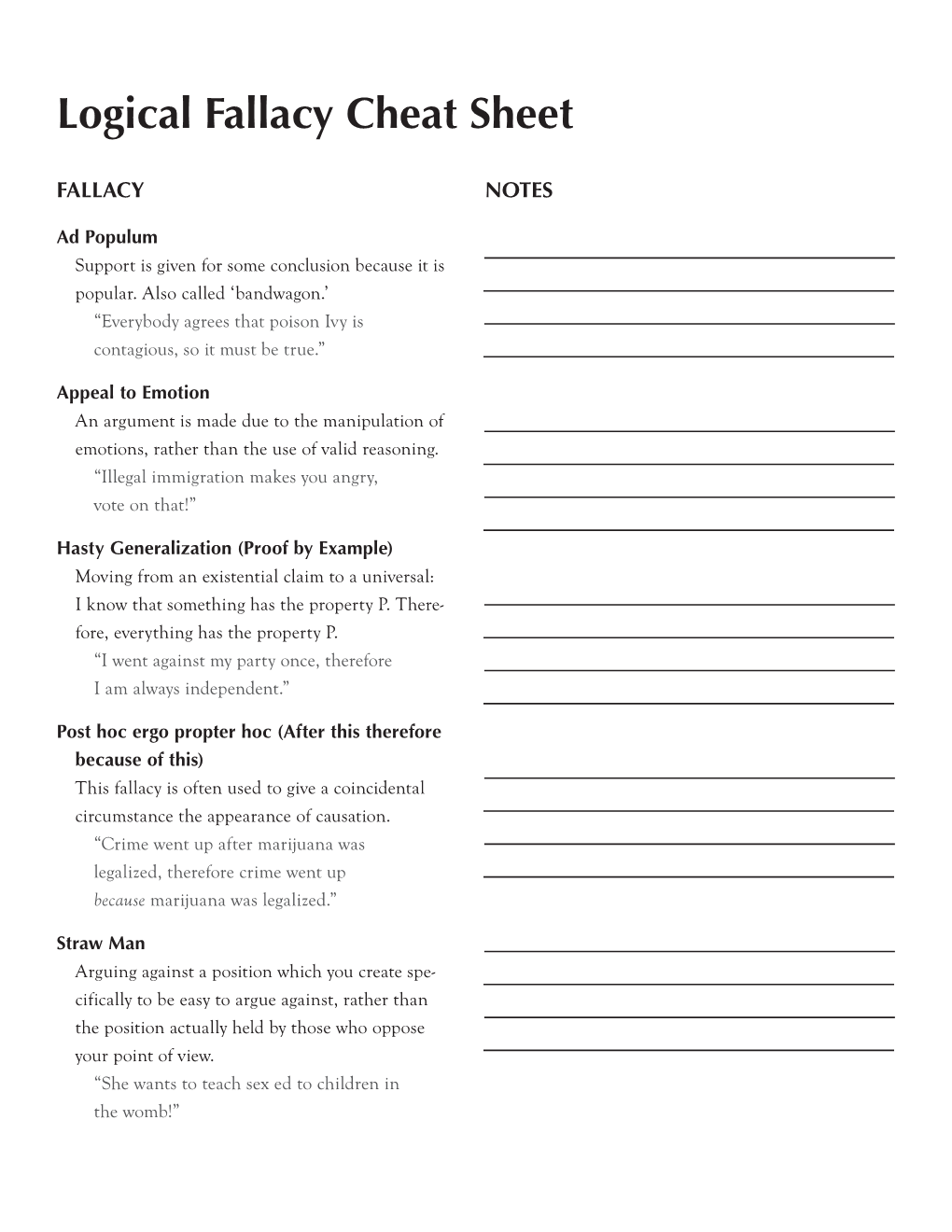 Logical Fallacy Cheat Sheet - DocsLib