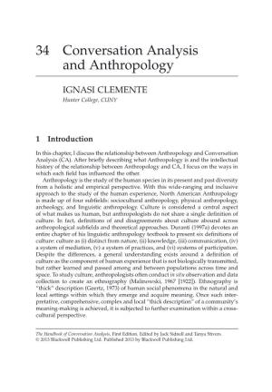 34 Conversation Analysis and Anthropology