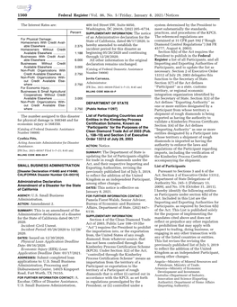 Federal Register/Vol. 86, No. 5/Friday, January 8, 2021/Notices