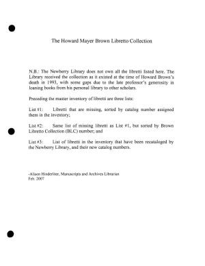 The Howard Mayer Brown Libretto Collection