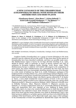 Coleoptera) of Israel with Notes on Their Distribution and Host Plants