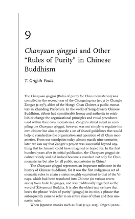 Chanyuan Qinggui and Other “Rules of Purity” in Chinese Buddhism
