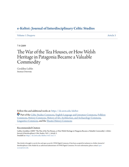 The War of the Tea Houses, Or How Welsh Heritage in Patagonia Became a Valuable Commodity1
