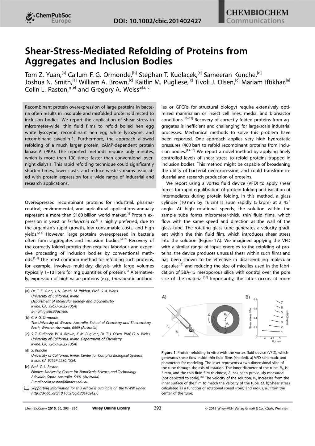 Shearstressmediated Refolding of Proteins from Aggregates And