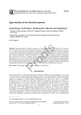 Type Studies of Six Venturia Species