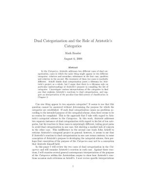 Dual Categorization and the Role of Aristotle's Categories