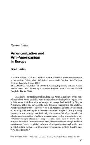 Americanization and Anti-Americanism in Europe