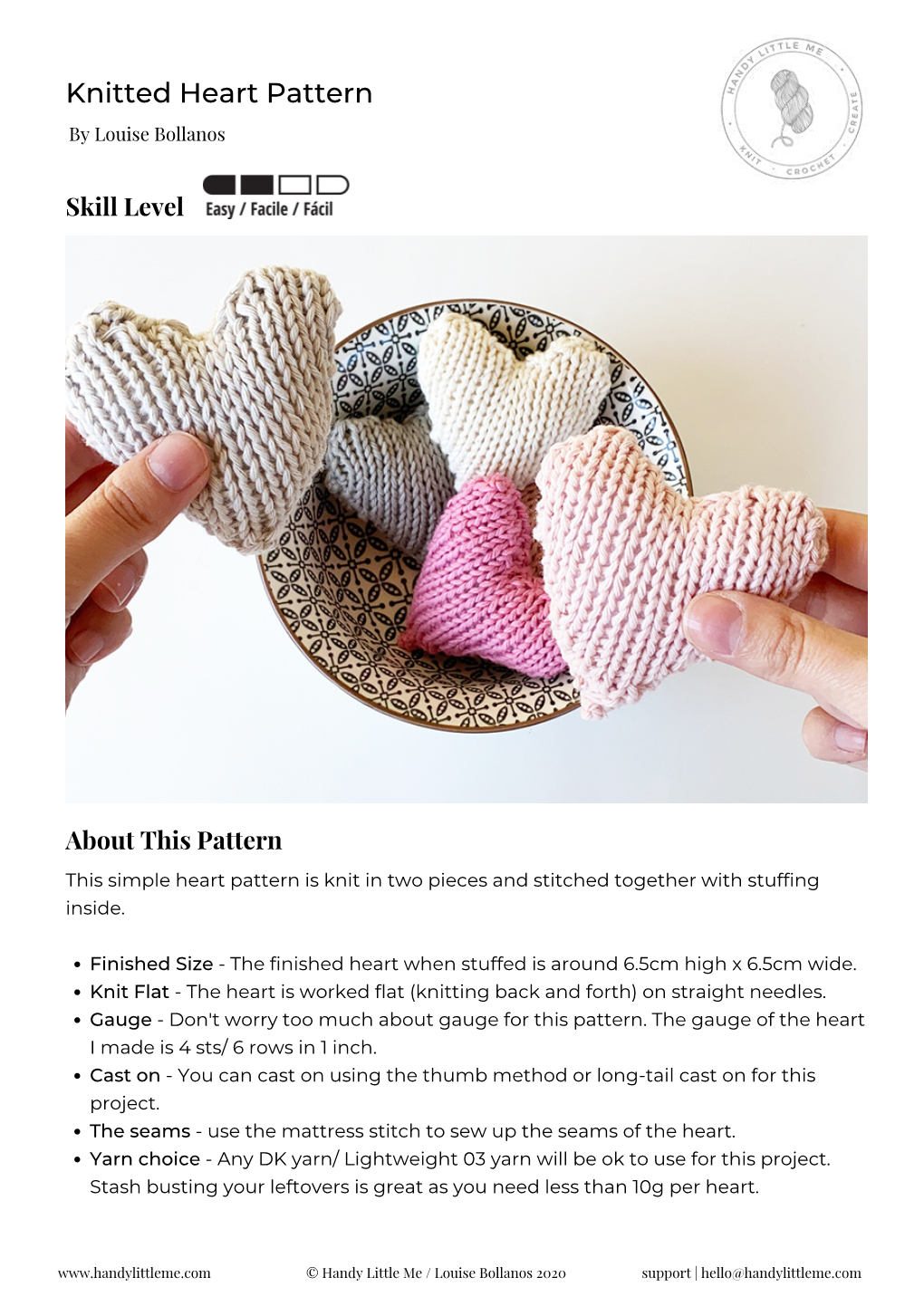 Knitted Heart Pattern by Louise Bollanos