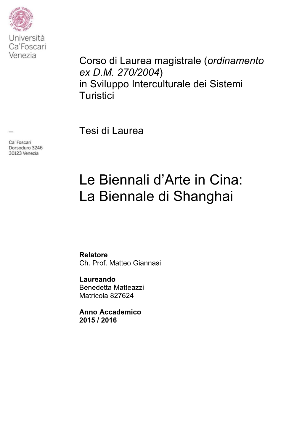 Le Biennali D'arte in Cina: La Biennale Di Shanghai