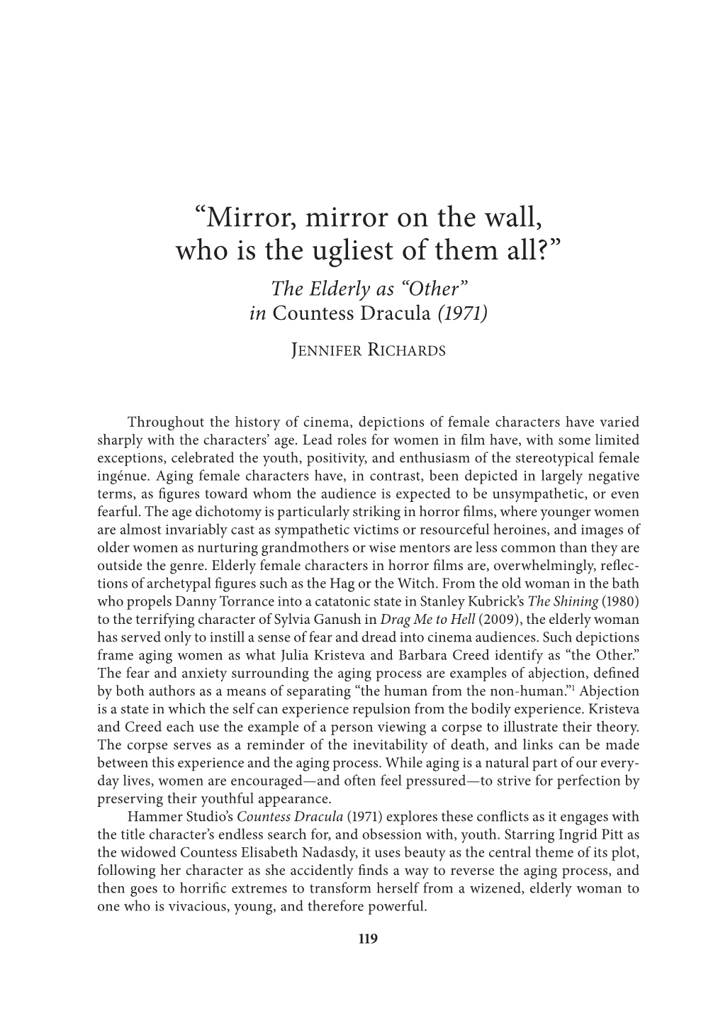 “Mirror, Mirror on the Wall, Who Is the Ugliest of Them All?” the Elderly As “Other” in Countess Dracula (1971)
