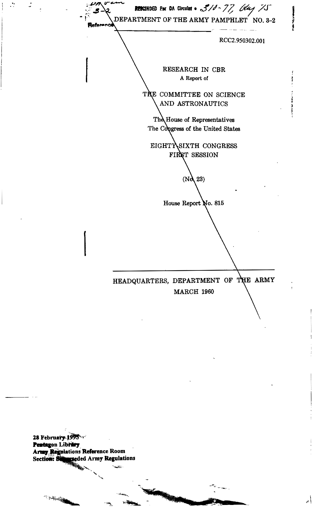 Rtment of the Army Pamphlet No. 3-2 Research in Cbr Ee