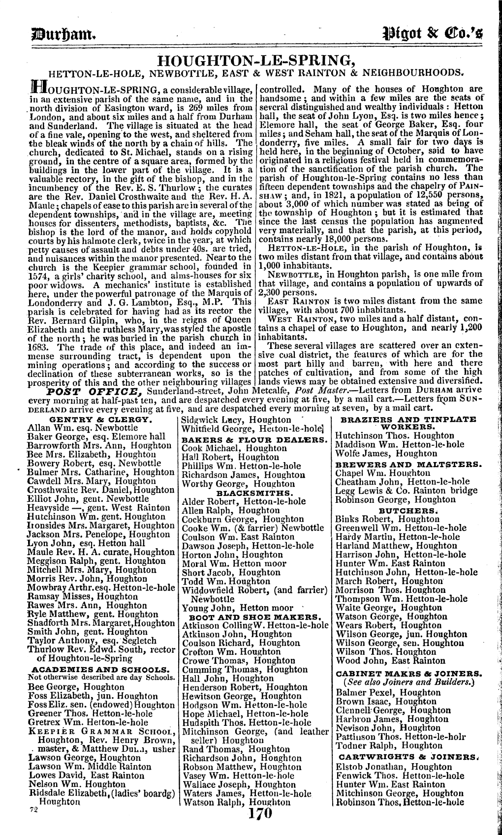 I-IOUGHTON-LE-SPRING, Helvron-LE-HOLE, NEWB01·~Rle, Et\S'r & WEST RAINTON & NEIGHBOURHOODS