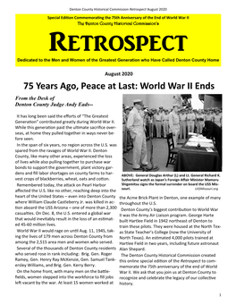 75 Years Ago, Peace at Last: World War II Ends from the Desk of Denton County Judge Andy Eads