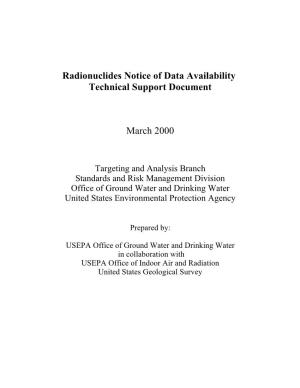 Radionuclides Notice of Data Availability Technical Support Document