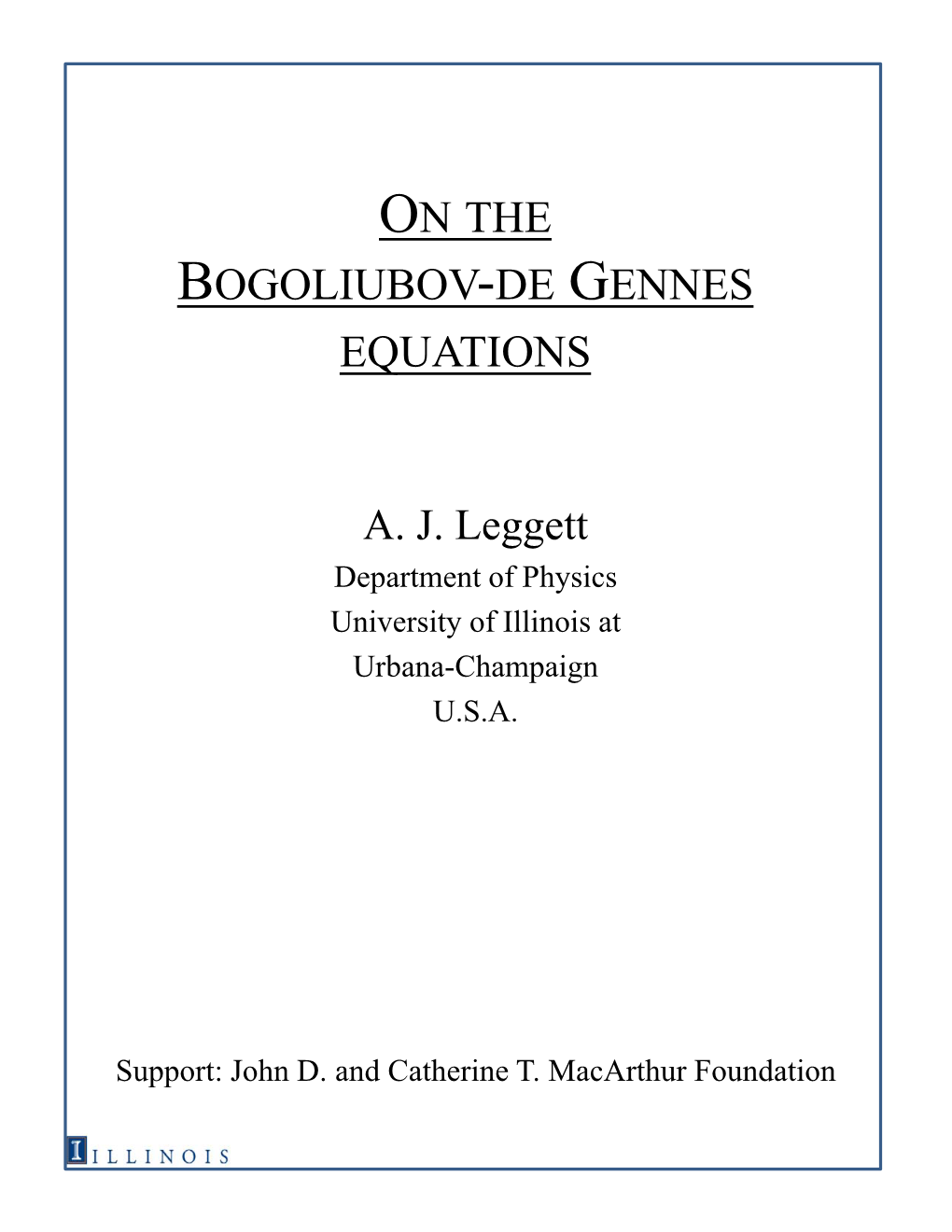 On the Bogoliubov-De Gennes Equations